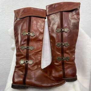 Vintage Frye Paige Clovertab Cuff High Leather Boots size 8